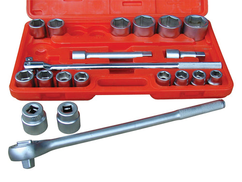 ATD Tools 10021 21 Pc. 3/4 Inch Drive 6-Point SAE Socket Set with sockets, ratchet, extensions, breaker bar, and blow molded storage case