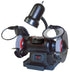 ATD Tools 10556 6-Inch 1/2 HP Bench Grinder with flexible work light, dual grinding wheels, and eye shields