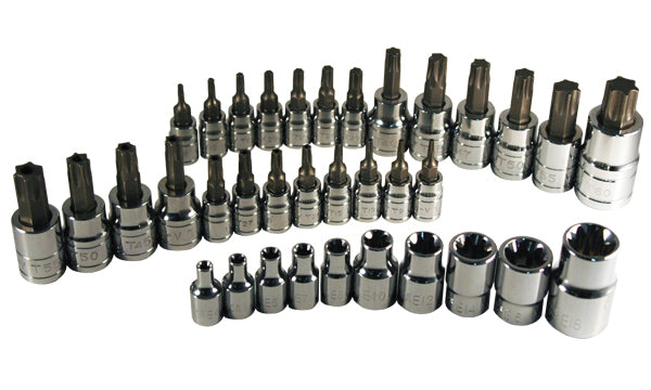 ATD Tools ATD-125 35 Pc. Star Bit Socket Set - Full set of 35 chrome sockets laid out