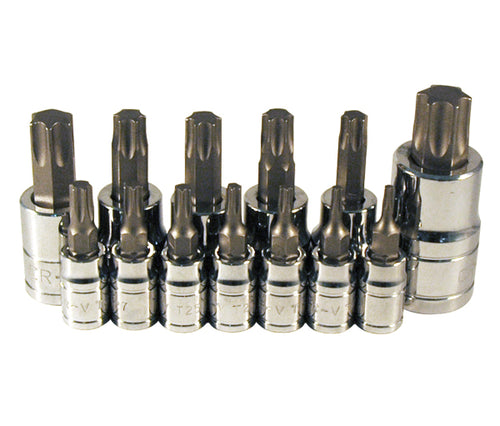 ATD Tools 13773 13 Pc. Star Bit Socket Set - chrome sockets on white background