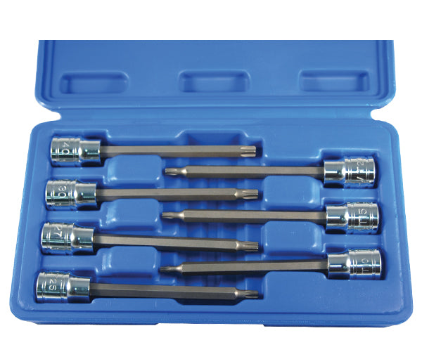 ATD Tools 13776 7Pc Extra Long Tamper-Resistant Star Bit Socket Set in blue storage case