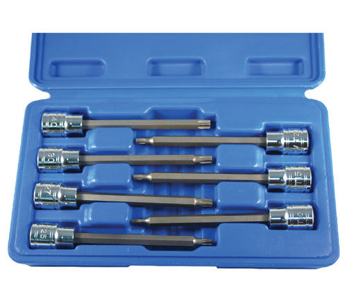 ATD Tools 13776 7Pc Extra Long Tamper-Resistant Star Bit Socket Set in blue storage case