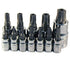 ATD Tools 13778 12-Piece 5-Lobe Tamper-Resistant Star Plus Bit Socket Set - loose arrangement showing all 12 chrome vanadium sockets