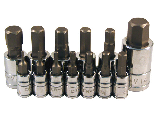 ATD Tools 13785 13 Pc. Metric Hex Bit Socket Set - full set of hex bit sockets displayed