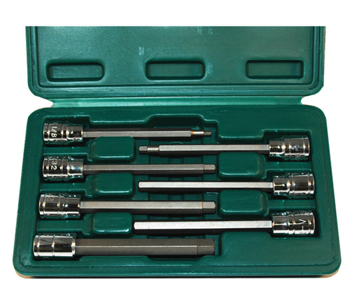 ATD Tools 13786 7 Pc. Extra Long SAE Hex Bit Socket Set stored in custom blow molded case