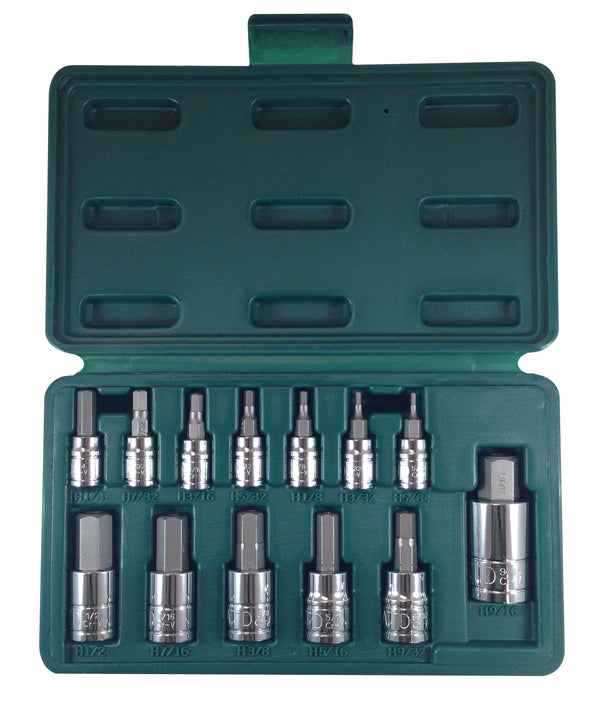 ATD Tools 13794 13Pc Tamper-Resistant SAE Hex Bit Socket Set stored in custom blow molded case