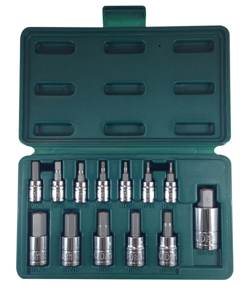 ATD Tools 13794 13Pc Tamper-Resistant SAE Hex Bit Socket Set stored in custom blow molded case