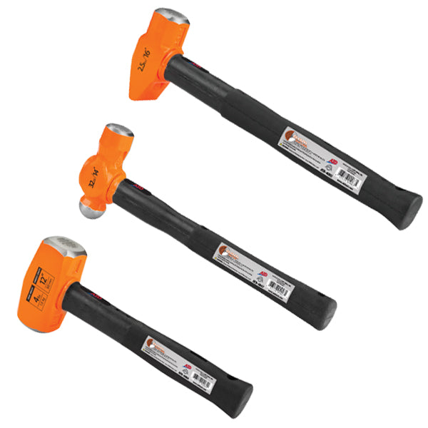 ATD Tools ATD-14033 3 Pc. Indestructible Handle Hammer Set with Ball Pein, Cross Pein, and Sledge Hammers