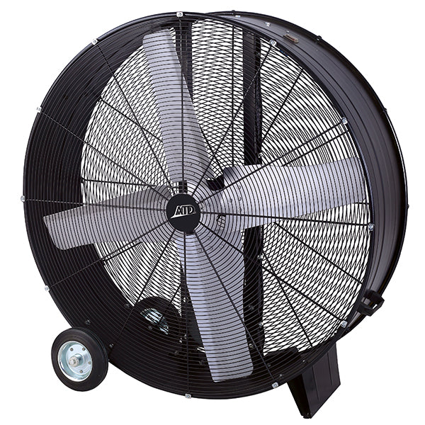 ATD Tools ATD-30342A 42-Inch Belt Drive Drum Fan with aluminum 4-blade design and rubber wheels