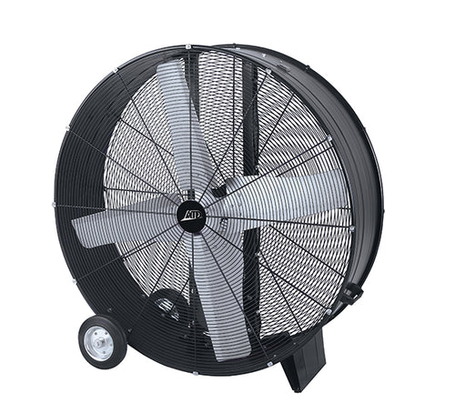 ATD Tools 30348 48-Inch Belt Drive Drum Fan with black powder coat finish and 8-inch wheels