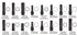 ATD Tools 3065 16 Pc. Locking Wheel Nut Master Key Set individual pieces chart with spline, star, and hex lug specifications