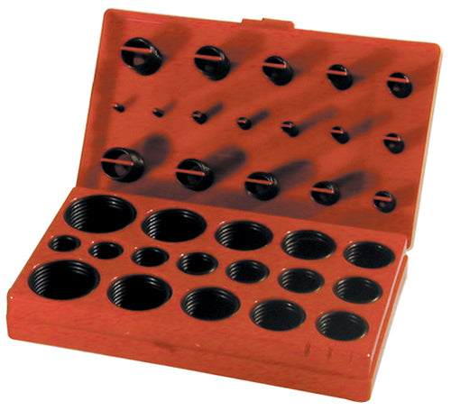 ATD Tools ATD-3601 419pc Metric Universal O-Ring Assortment in red molded storage case with black rubber O-rings of various sizes