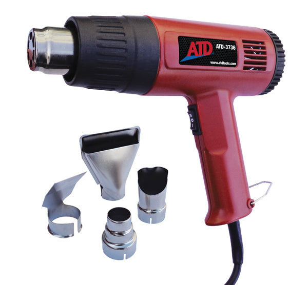 ATD Tools ATD-3736 Dual Temperature Heat Gun Kit with four nozzle attachments