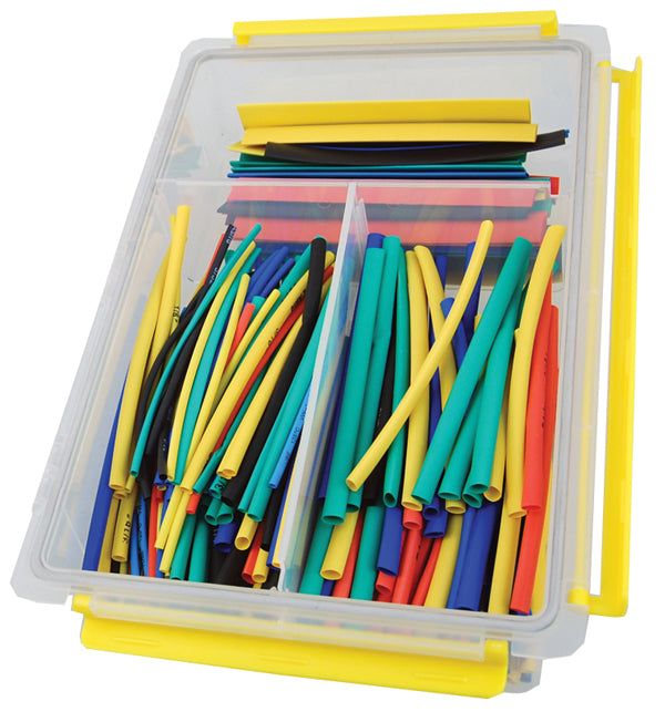 ATD Tools ATD-393 235Pc Heat Shrink Tube Assortment in clear storage case with multi-color tubes in 8 diameter sizes