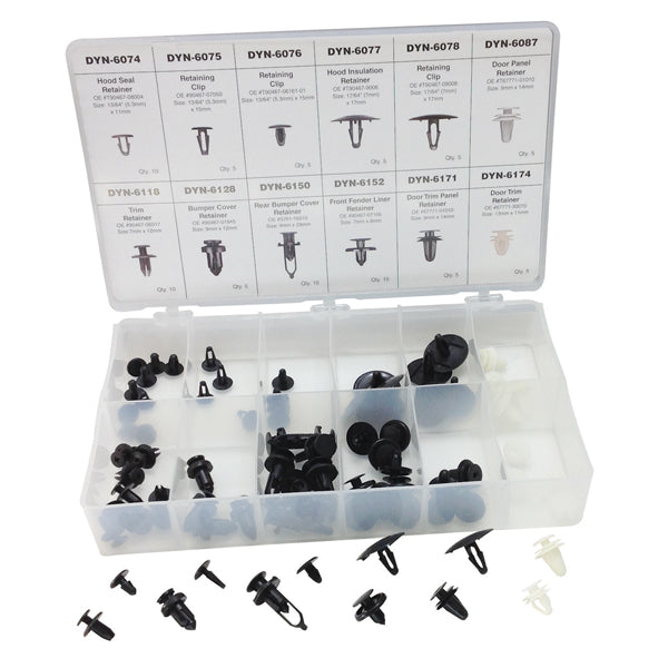 ATD Tools 39355 80 Pc. Toyota Retainer Assortment in molded storage case with assorted clips and retainers