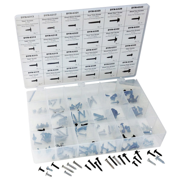 ATD Tools 39359 185 Pc. Master Universal Trim Screw Assortment in molded storage case with screws displayed