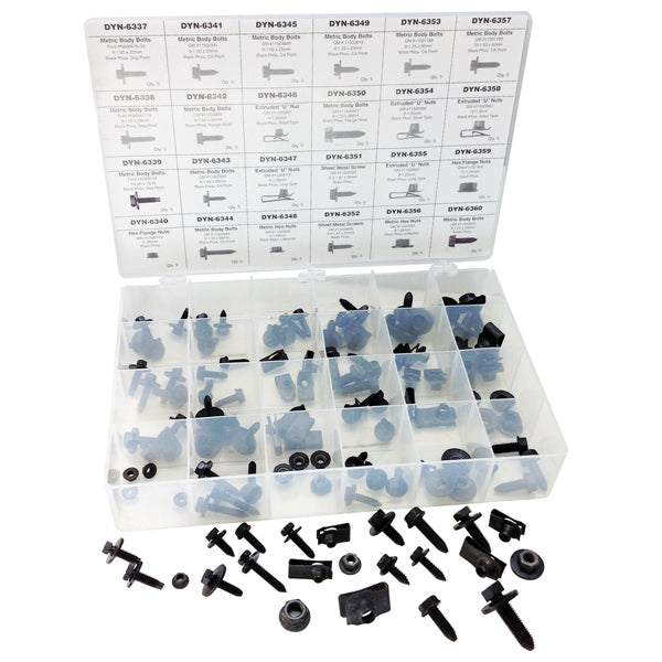 ATD Tools 39360 120 Pc. Master Hex Nut, U-Nut & Body Bolt Assortment with molded storage case and sample hardware displayed