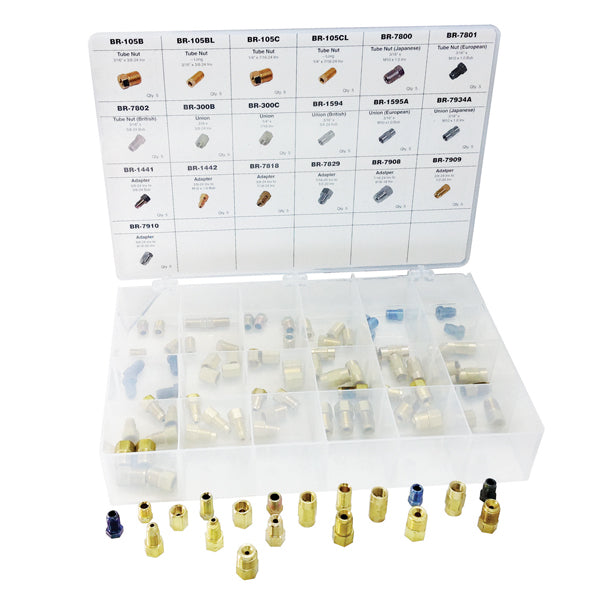 ATD Tools 39361 95 Piece Brake Line Fittings Assortment with molded storage case and fittings displayed