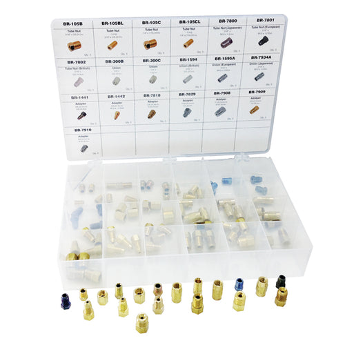 ATD Tools 39361 95 Piece Brake Line Fittings Assortment with molded storage case and fittings displayed