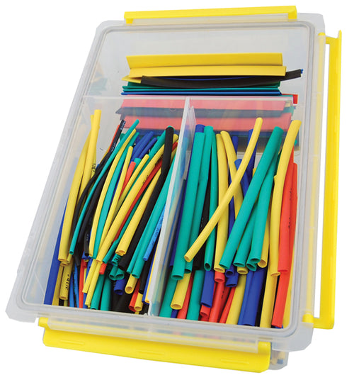 ATD Tools ATD-393 235Pc Heat Shrink Tube Assortment in clear storage case with multi-color tubes in 8 diameter sizes