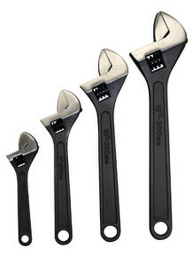 ATD Tools 425 4-Piece Adjustable Wrench Set - 6, 8, 10, and 12 inch wrenches with black anodized handles and chrome vanadium steel heads