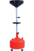 ATD Tools ATD-5180A 8 Gallon Plastic Waste Oil Drain with Casters, red translucent tank with large black funnel and four casters