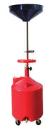 ATD Tools 5188A 18-Gallon Plastic Waste Oil Drain with Casters, red tank with blue funnel and PVC casters