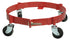ATD Tools ATD-5216 16 Gallon Drum Dolly side view showing red powder-coated steel frame and 4 phenolic casters