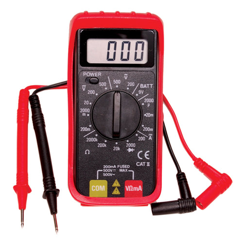 ATD Tools 5544 Digital Mini Multimeter with test leads and protective holster, red and black CAT II pocket multimeter with 3-1/2 inch LCD display