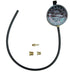 ATD Tools ATD-5657 Deluxe Vacuum and Fuel Pump Tester showing full hose length, compound gauge, and brass fitting set