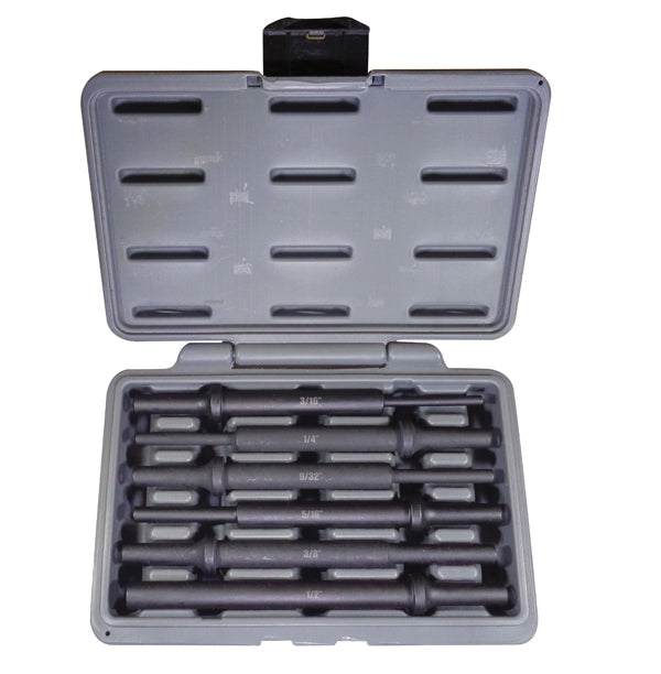 ATD Tools ATD-5736 6 Pc. Extra Long Air Hammer Drift Set stored in plastic carrying case