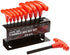 ATD Tools ATD-574 10 Pc SAE T-Handle Hex Key Set with red plastic grips and custom steel storage rack