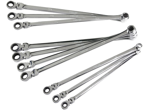ATD Tools ATD-6510 10-piece metric XL flex head ratcheting wrenches laid out