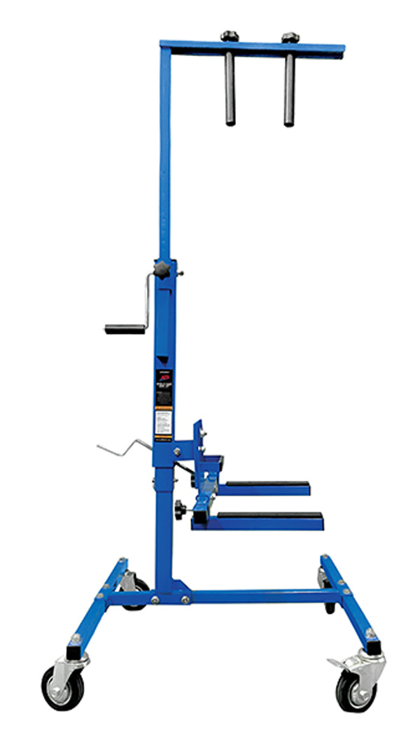 ATD Tools 6557 Vehicle Door Jack Lift side view showing adjustable support pads and caster base