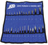 ATD Tools 729 29Pc Punch & Chisel Set displayed in blue roll-up storage pouch with all 29 pieces organized by size