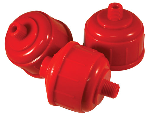 ATD Tools 7812 Paint Spray Gun Filters 3-Pack, red plastic filters with 1/4 inch NPT threaded fittings