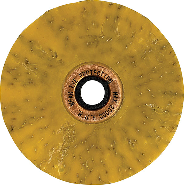 ATD Tools 8244 3-Inch Heavy-Duty Crimped Encapsulated Wire Wheel - Front View showing elastomer body and 1/2-inch arbor