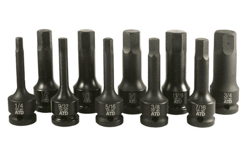 ATD Tools 4625 10PC 1/2" DR SAE IMPACT Hex End DR - MPR Tools & Equipment