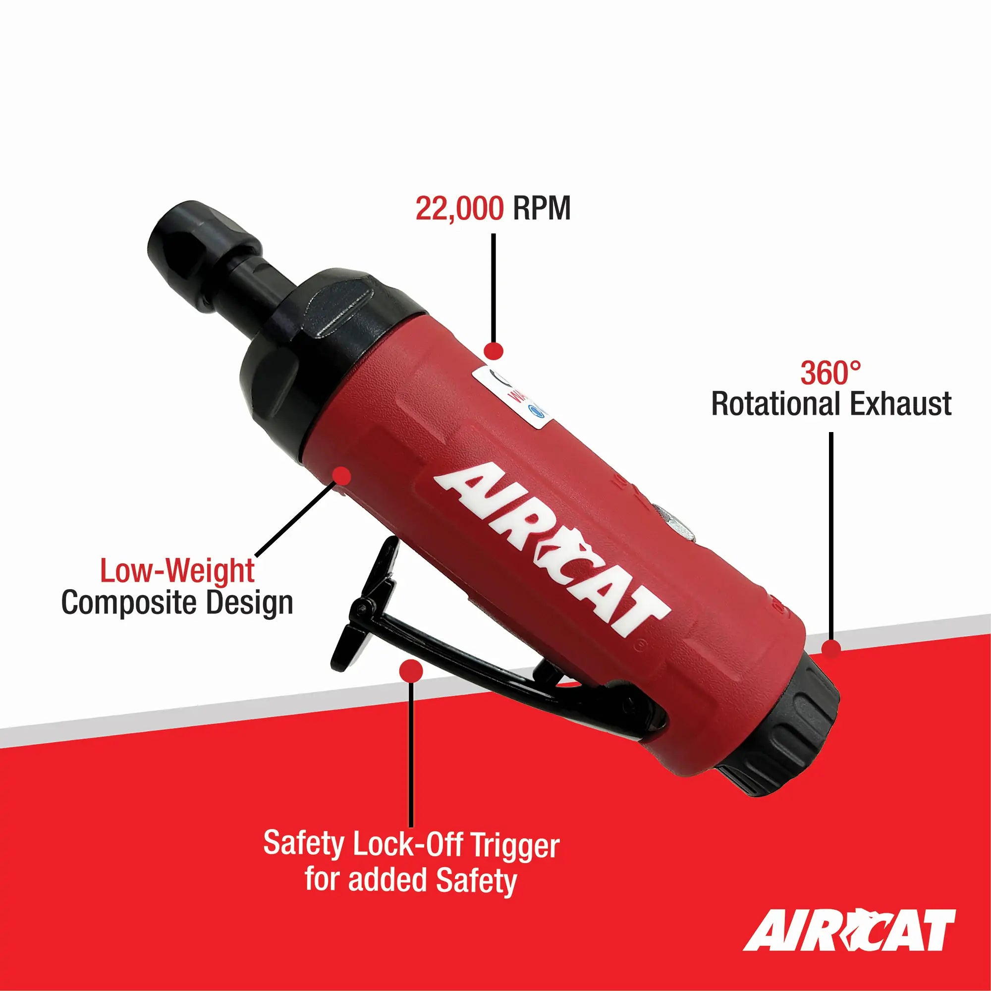 AirCat 6225 .5 HP Straight Air Die Grinder, 22,000 RPM