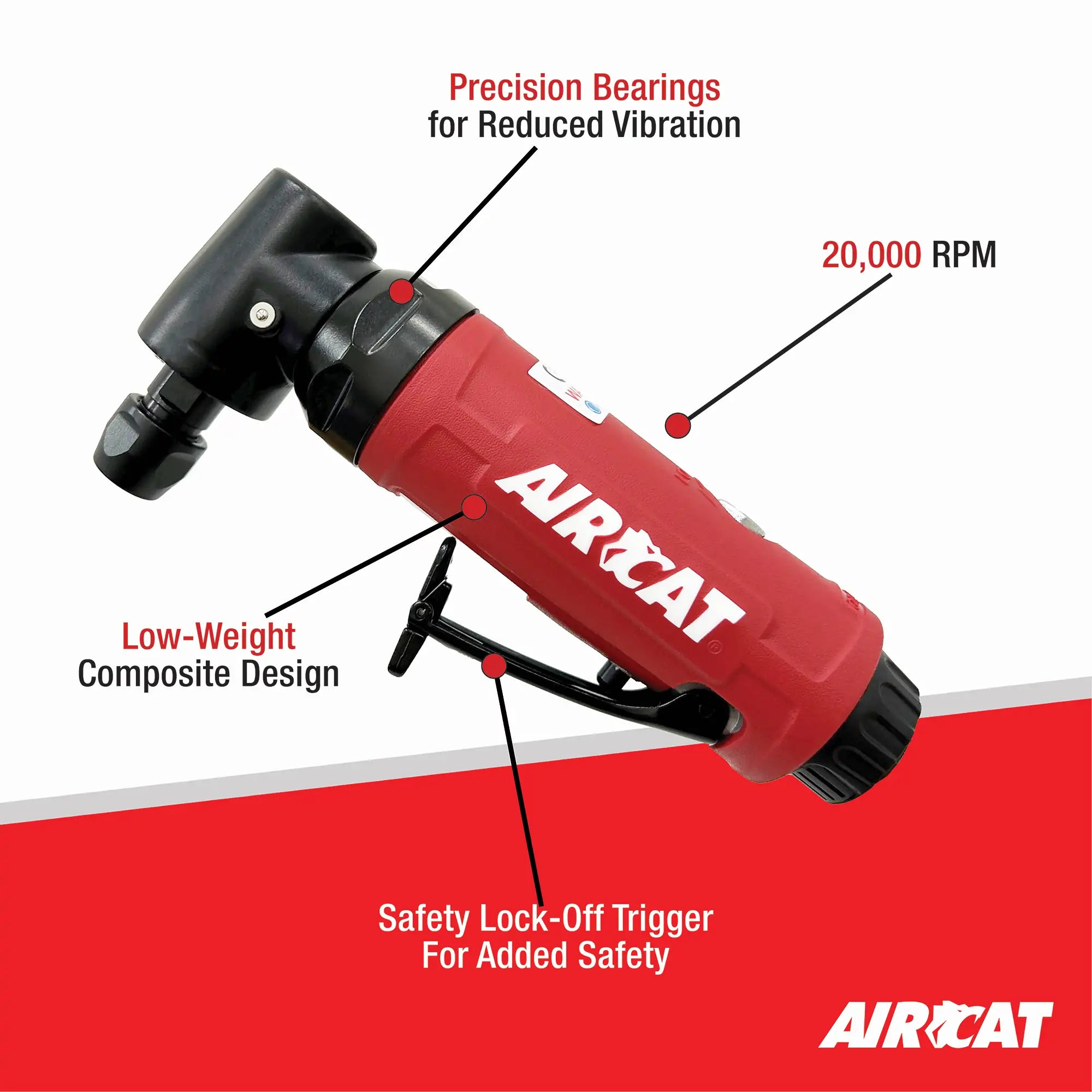 AirCat 6245 .5 HP Angle Air Die Grinder, 20,000 RPM