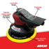 Aircat 6700-6-338 Orbital Palm Sander diagram highlighting low profile design, ergonomic grip, and hook and loop pad