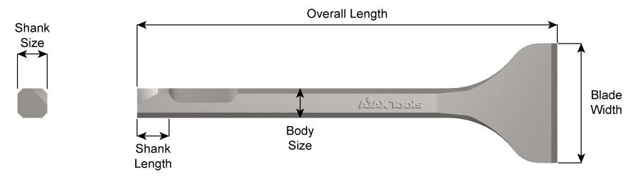 Ajax Tool Works 380 Ingersoll Rand Style Shank Wide Scaling Chisel - MPR Tools & Equipment