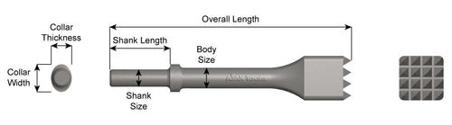 Ajax Tool Works 5010-0 9-1/2" Round Shank Oval Collar 13/16" Body Bush Tool Chisel (1 Piece) - MPR Tools & Equipment