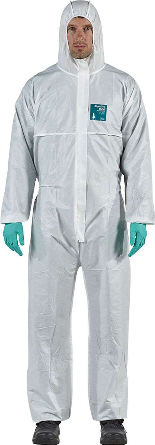 Ansell WH18-B-92-111-03 AlphaTec® 1800 STANDARD Bound - Model 111, White Coveralls, Medium - MPR Tools & Equipment