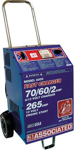 Associated Equipment 6009 6/12V 70/60/2 Amp Charge 265 Amp Cranking Assist Charger with Wheels - MPR Tools & Equipment