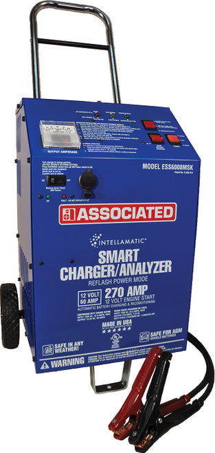 Associated Equipment ESS6008MSK 12V 60A INTELLAMATIC SMART BATTERY CHARGER, 270A CRANK ASSIST, 70A POW. SUPPLY, MEM. SAVER PORT, OBDII CABLE - MPR Tools & Equipment