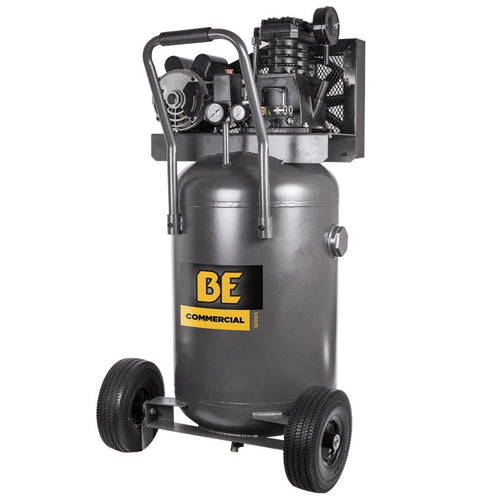 BE Power Equipment AC3230B 30 Gallon Commercial Series Vertical Compressor, 3 Hp, Single Stage, 120 V, 15 Amps, 8" Flat-Free Tires - MPR Tools & Equipment