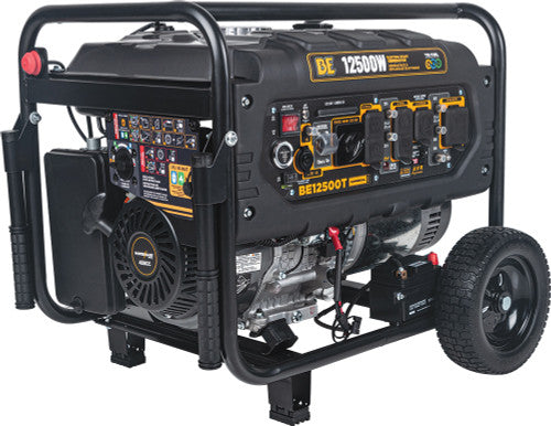 BE Power Equipment BE12500T 12,500 Peak Watts Tri Fuel Generator, Recoil/Electric Start, Gas/Propane/Natural Gas Fuels - MPR Tools & Equipment