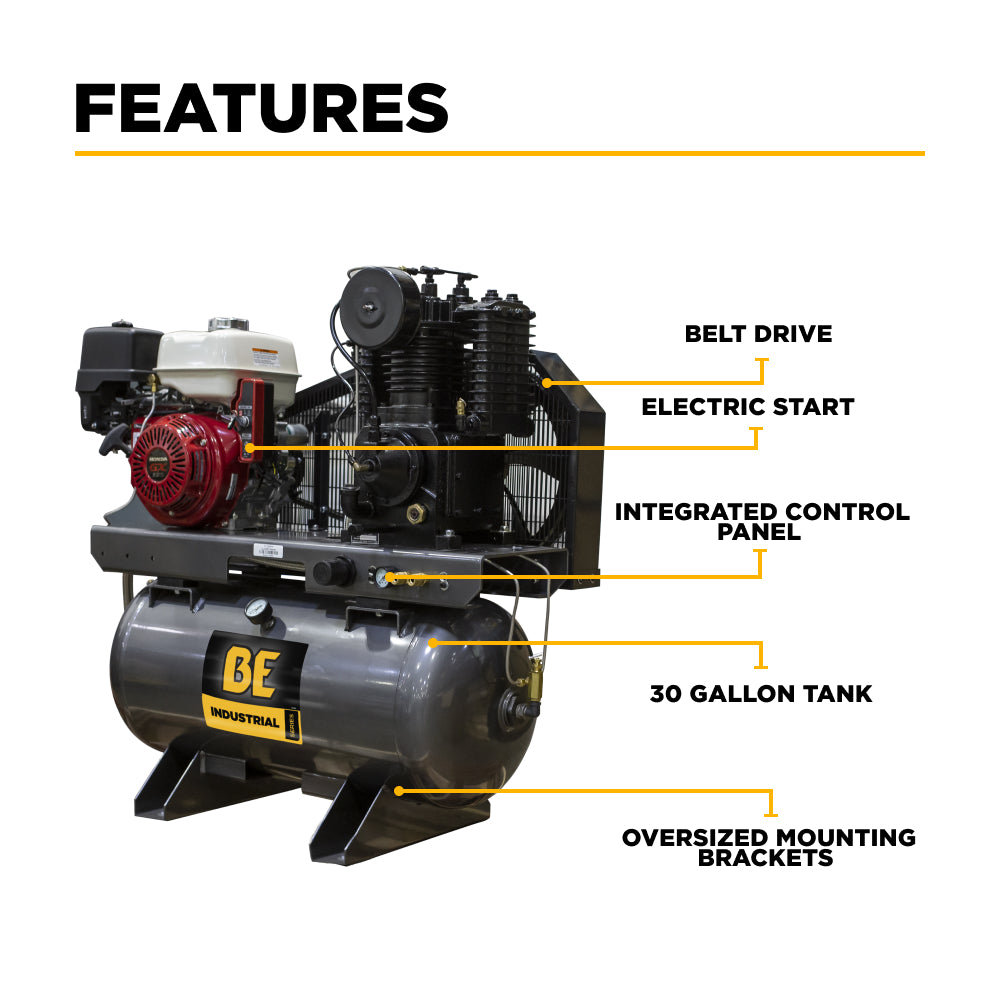 BE Power Equipment AC1330HEB2 23 CFM 175 PSI Gas Air Compressor