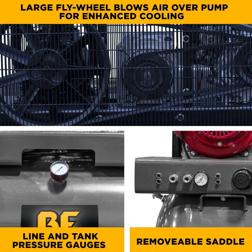 BE Power Equipment AC1330HEB2 23 CFM 175 PSI Gas Air Compressor